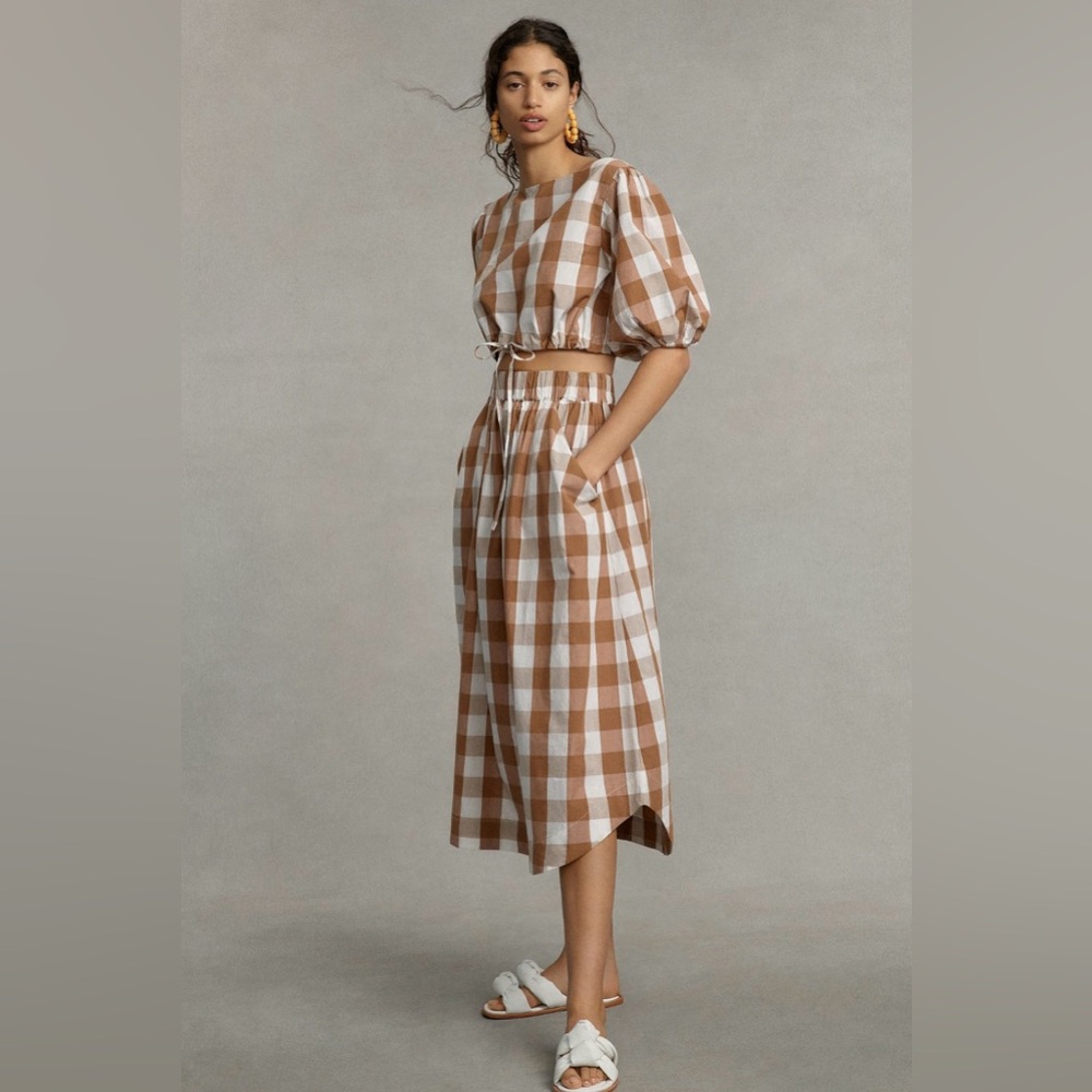 WHIT TWO Gingham Skirt Set size medium from Anthropologie